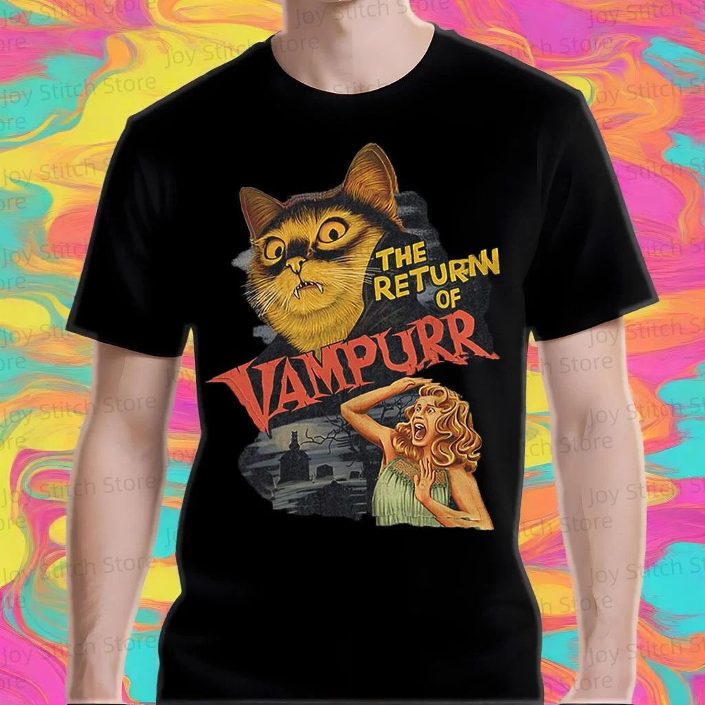 

Men's retro horror vampire pattern T-shirt short sleeved, cotton casual Halloween T-shirt,holiday clothing,limited time discount