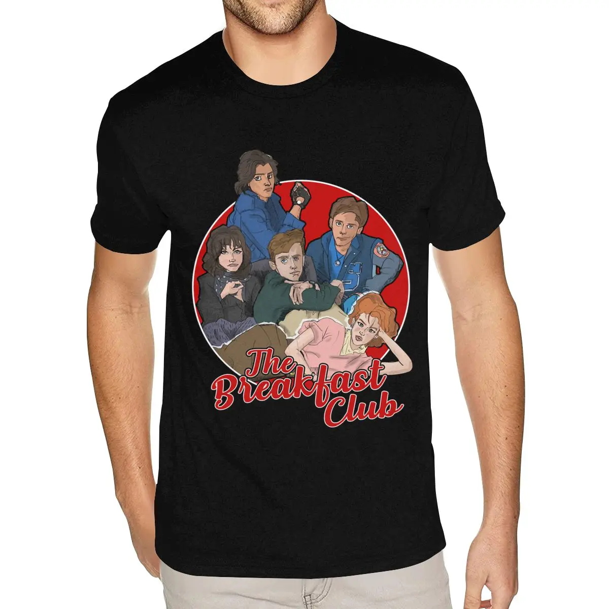 قميص رائع تصاميم الأفلام الجرافيكية في سن المراهقة شخصيات فنية رجالي مضحك الإفطار نادي تي شيرت رجالي 3XL أسود س الرقبة تي شيرت #1