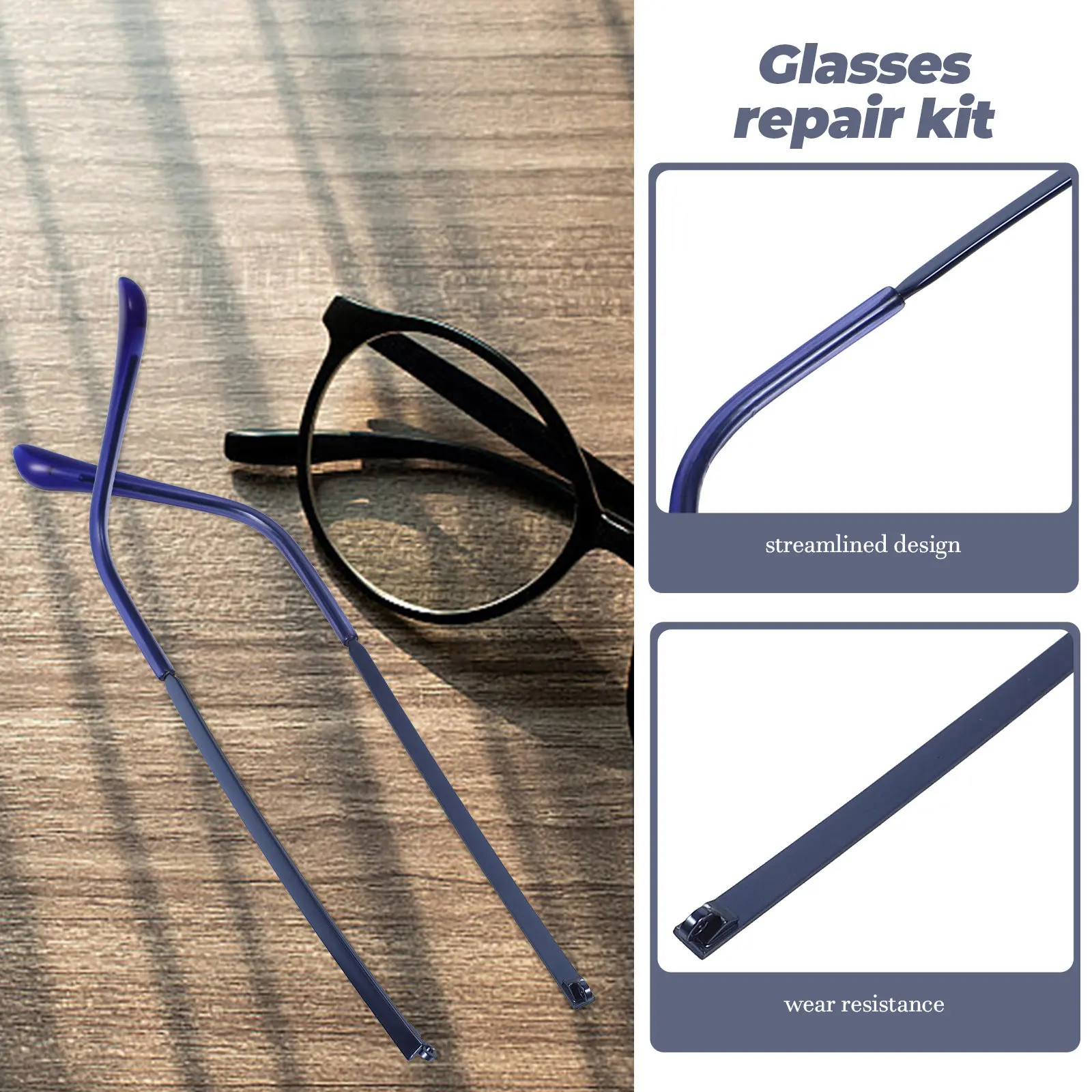 

1Pair Metal Resin Glasses Arm Replacement Temple Legs for Eyeglasses Sunglasses Universal Repair Kit Wear Resistant