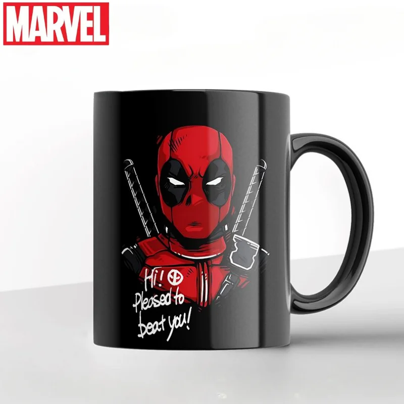 Marvel The Avengers Deadpool Cartoon Creative Trendy Cool Ceramic Coffee Cup Personalized Anime Movie Character Mug Holiday Gift