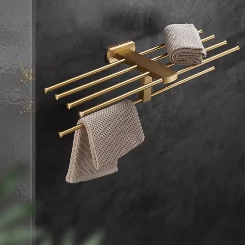 Solid Brass Bathroom Shelf  Simple Wall-Mounted Towel Rack Heavy-Duty Bathrobe Holder Strong Toilet Storage Organizer
