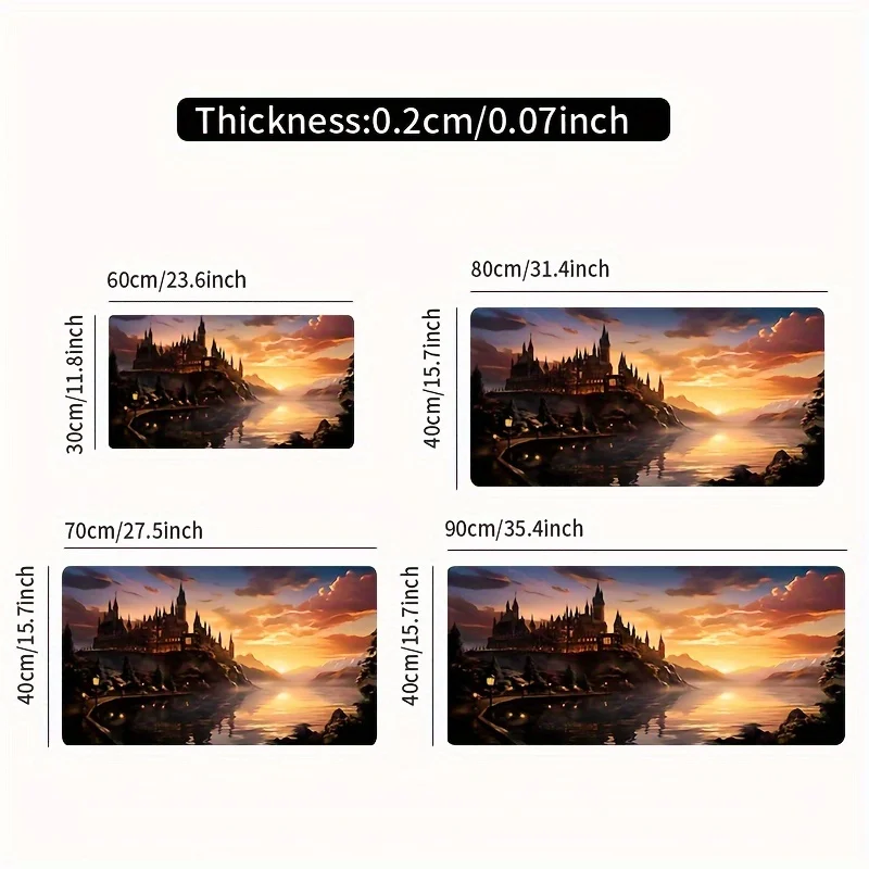 Enchanted Castle Sunset Desk Mat Large Non-Slip Rubber Gaming Mouse Pad Workspace Mat