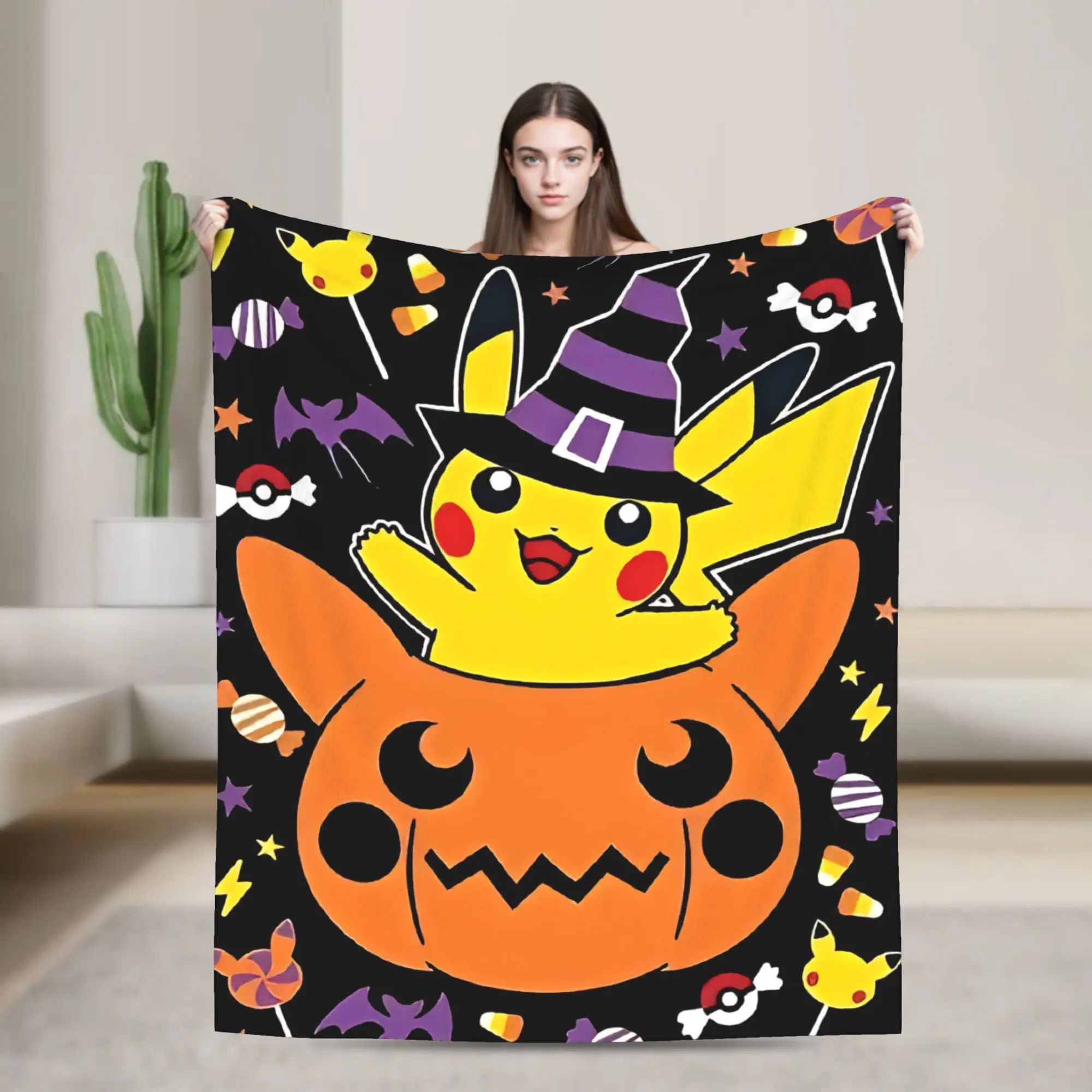 Pikachus Poke-Mon Cartoon Blanket Halloween Magics  Fleece Throw Blankets Summer Air Conditioning Decoration Ultra-Soft Bedsprea