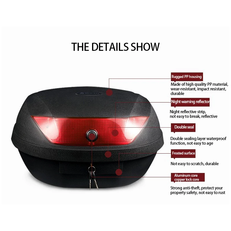 50L super large motorcycle trunk trunk with bottom plate convenient quick removable portable high-end