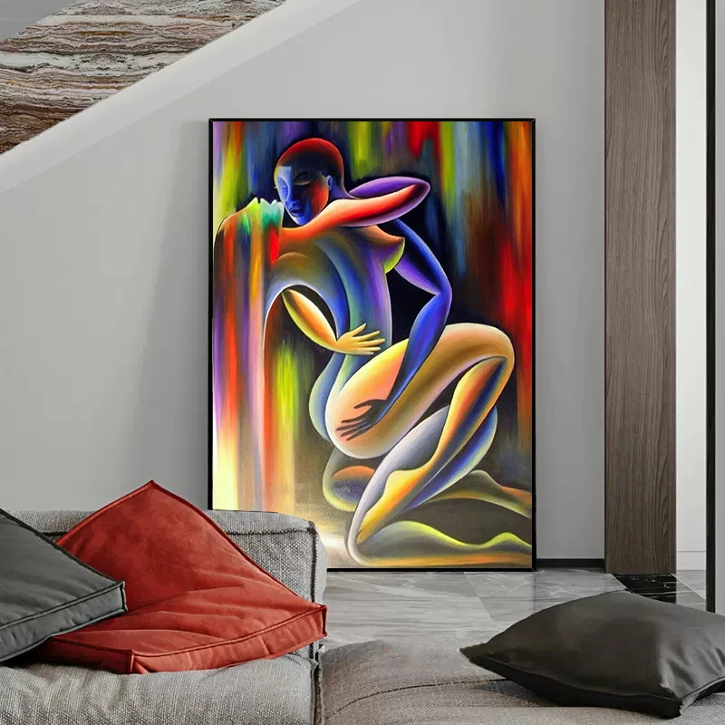 Abstract Sexy Woman Men Nude Body Posters Canvas Painting Modern Color Lover Sex Wall Art Picture For Hotel Bedroom Home Decor