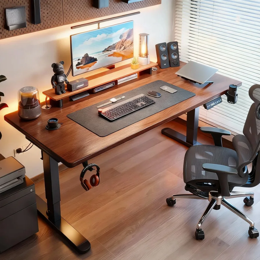 

Электрический стол с регулируемой высотой, умный стоячий стол из цельного дерева, компьютерный игровой стол, подъемный верстак для домашнего офиса