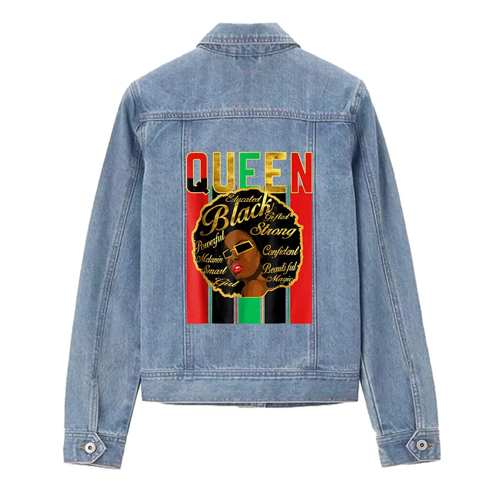 Black Queen Swag Iron On Patches For Clothing Colored Desig Iron Sticker Diy T- Shirt Decals Iron Patches Stripes Parches Rope