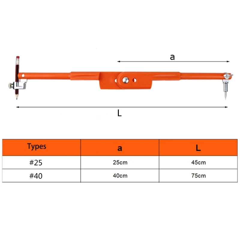 Carpenter Pencil Compasses Large Diameter Adjustable Dividers Marking Scribing Accurate Measurements Fit for Woodworking