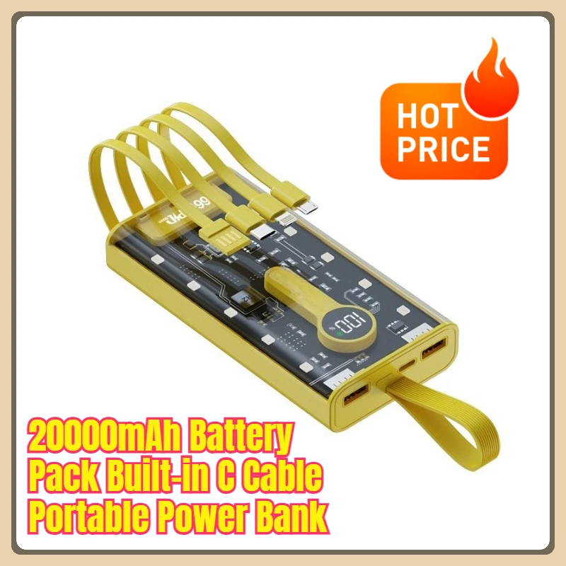 

20000mAh Battery Pack Built-in C Cable Portable Power Bank