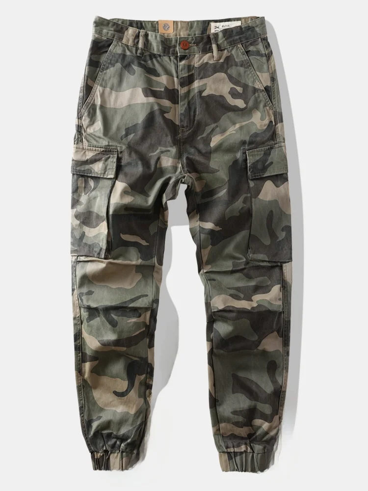 

Свободные мужские камуфляжные брюки в американском стиле ретро, уличная рабочая одежда с несколькими карманами, повседневные брюки, молодежные весенние хлопковые брюки