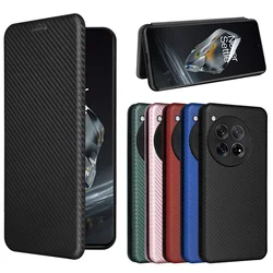 For OnePlus 12 Case Carbon Fiber Flip Leather Case For One Plus 12 OnePlus12 1+12 Business Magnetic Wallet Card Slot Slim Cover