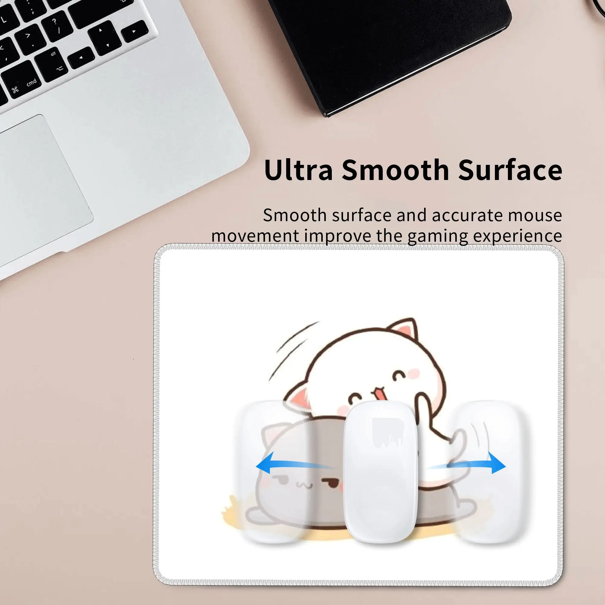 Peach Mochi Cat Cartoon Mouse Pad Computer Keyboard Mouse Mat Gaming PC Laptop Desk Mat Office Accessories Table Mats