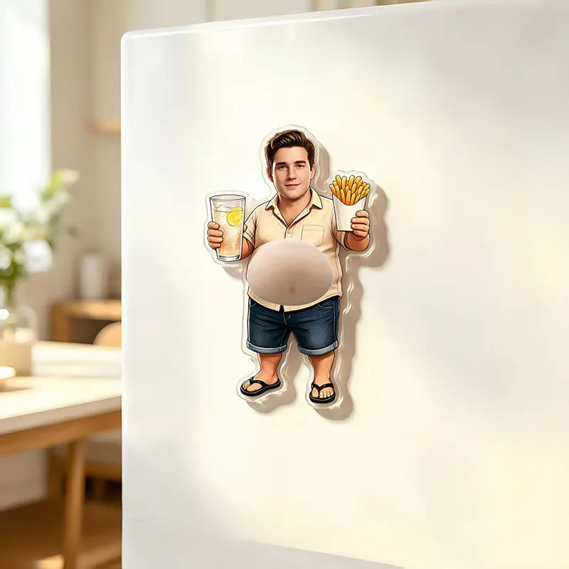 Customizable facial Q elastic belly refrigerator sticker for men, replaceable facial uncle refrigerator sticker, soft elasticity
