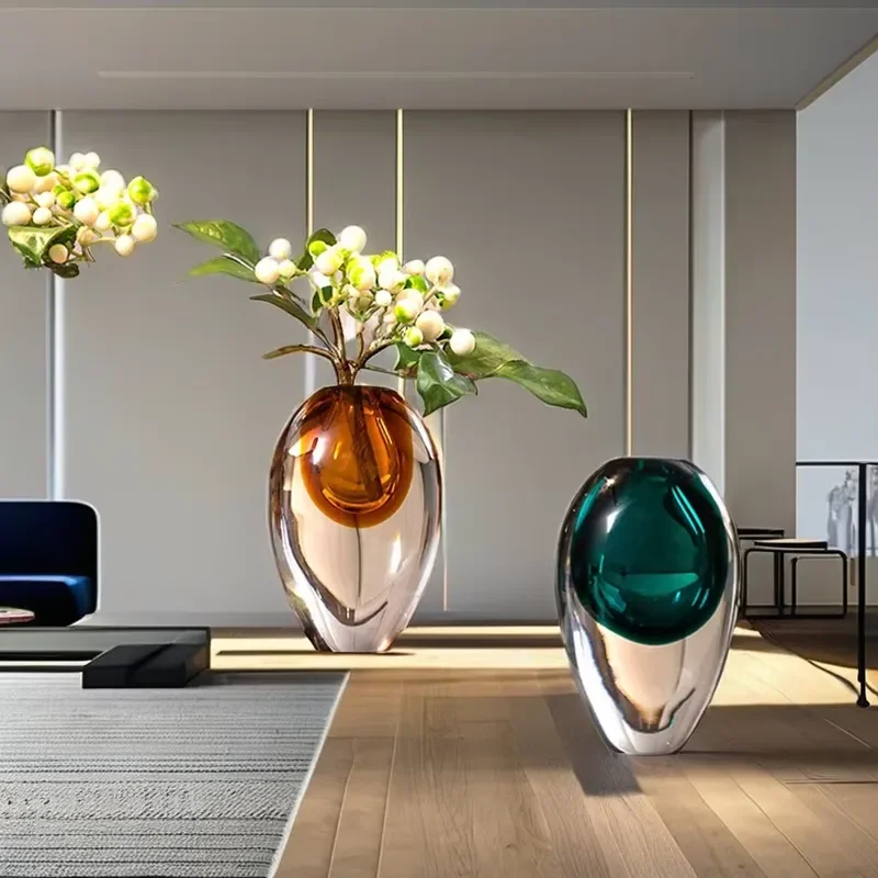 Modern Luxury Glass Vase Creative Special Shaped Water Drop Design Flower Arrangement for Living Room Dining Table Home Decor