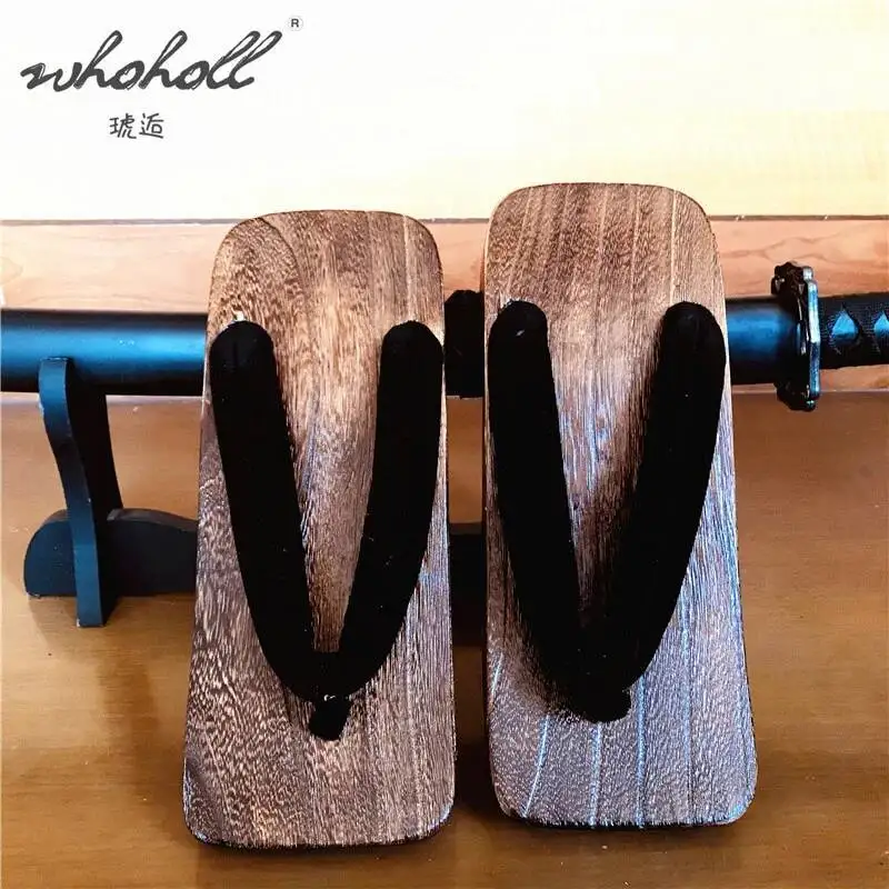 WHOHOLL Platte Geta Zomer Heren Houten Klompen Slippers Houten Slippers Japanse Geta Klompen Schoenen Cosplay Kostuums Schoenen Slides