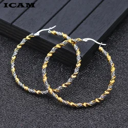 ICAM Hot Sale Big Circle Stainless Steel Woman Hoop Earrings Set For Women Nickel Free Hoops Party Brincos Aros 1 Pairs/lot