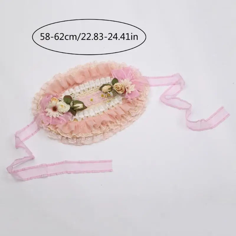39BD Strohhut Spitze Fascinators Für Frauen Lolit Strohhut Tees Party Sonnenhut Viktorianischen Kopfschmuck Viktorianische – Detail 6
