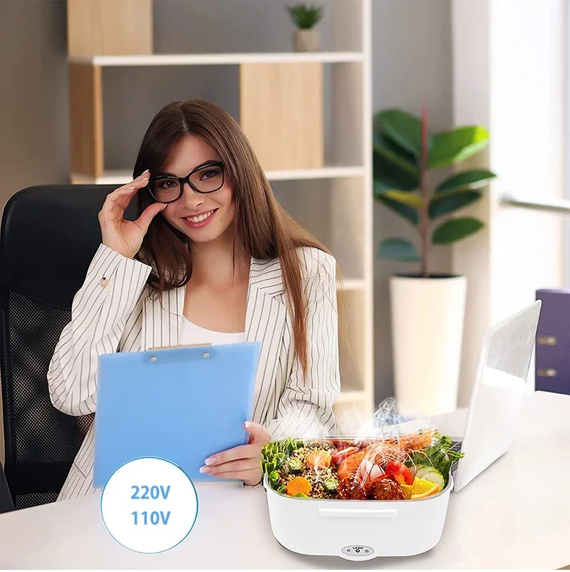 الفولاذ المقاوم للصدأ المحمولة صندوق غداء كهربي 12 فولت 24 فولت سيارة شاحنة جهاز تسخين الطعام ساخنة الحاويات 220 فولت 110 فولت مكتب العمل الاتحاد الأوروبي الولايات المتحدة التوصيل مجموعة
