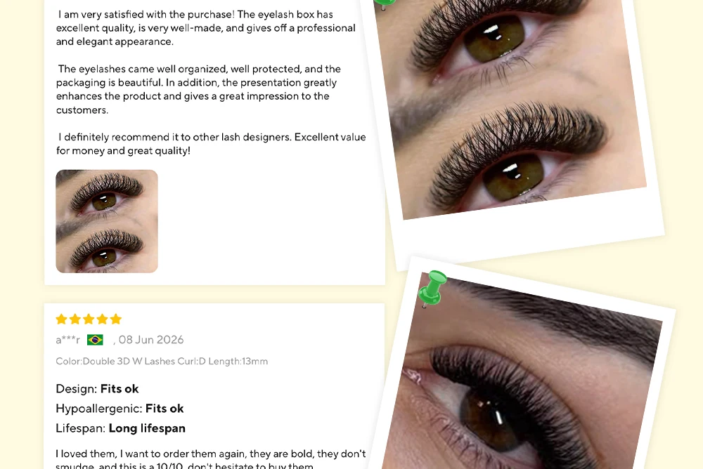 LUKATME Doppelte 3D W-Form Wimpernverlängerungen, vorgefertigte Fächer, W-6D Wimpernbüschel, C/D-Curl, weiche, volle, dichte Wimpern, 8-15 mm, für den Salon – Detail 13