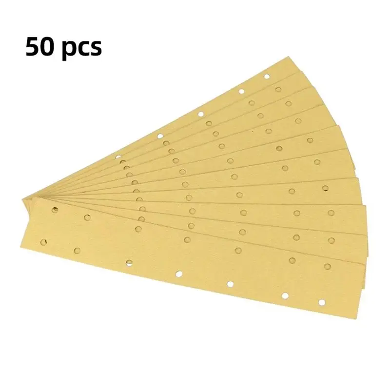 50PCS Rectangular Dry Sandpaper 14 Holes 70X420mm Car Sanding Polishing Sandpaper Air Sander Self-Adhesive Flocking-B61B