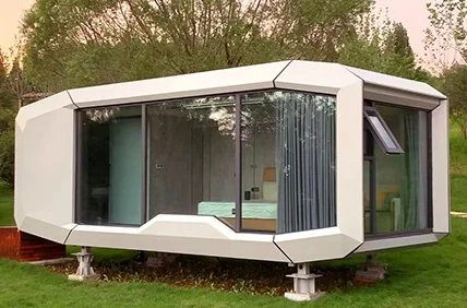 Standaard Getinte Gehard Glas Raam Ruimtecabine Prefab Capsule Container Huis, Anti-Diefstal Home Stay Pod