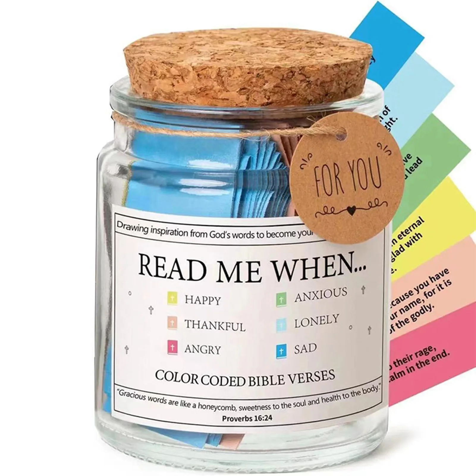 Read Me When Prayer Jar Reusable  Design with Colored Prayer Cards Bible Tags Suitable n Women Learning