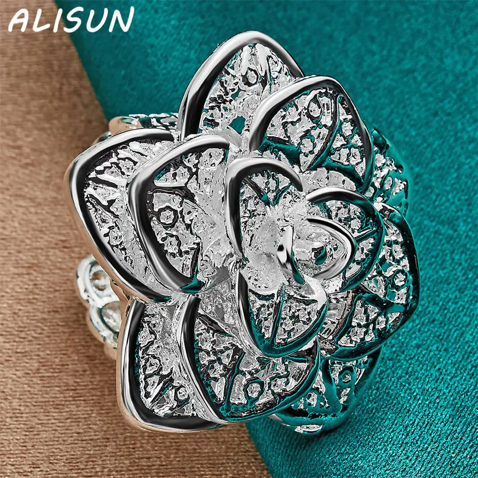

ALISUN 925 Sterling Silver Hollow Flower Ring For Women Fashion Jewelry Charm Grace Noble Wedding Accessories