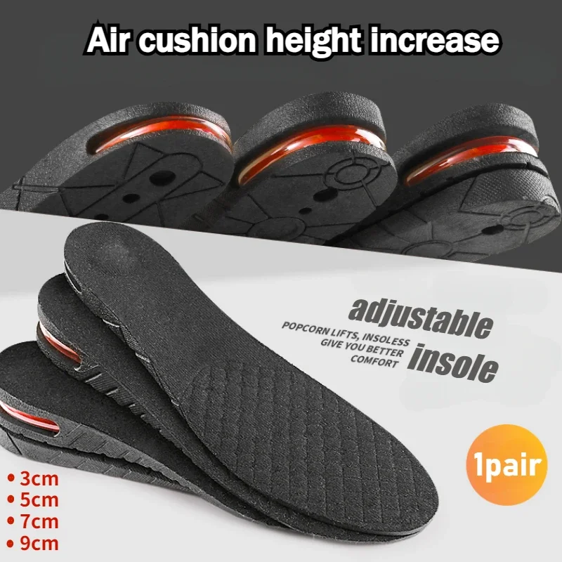 Height Increase Insoles Air Shoe Cushion Lift Insert Men Women 3-9cm Invisible Variable Insole Adjustable Cut Taller Support Pad