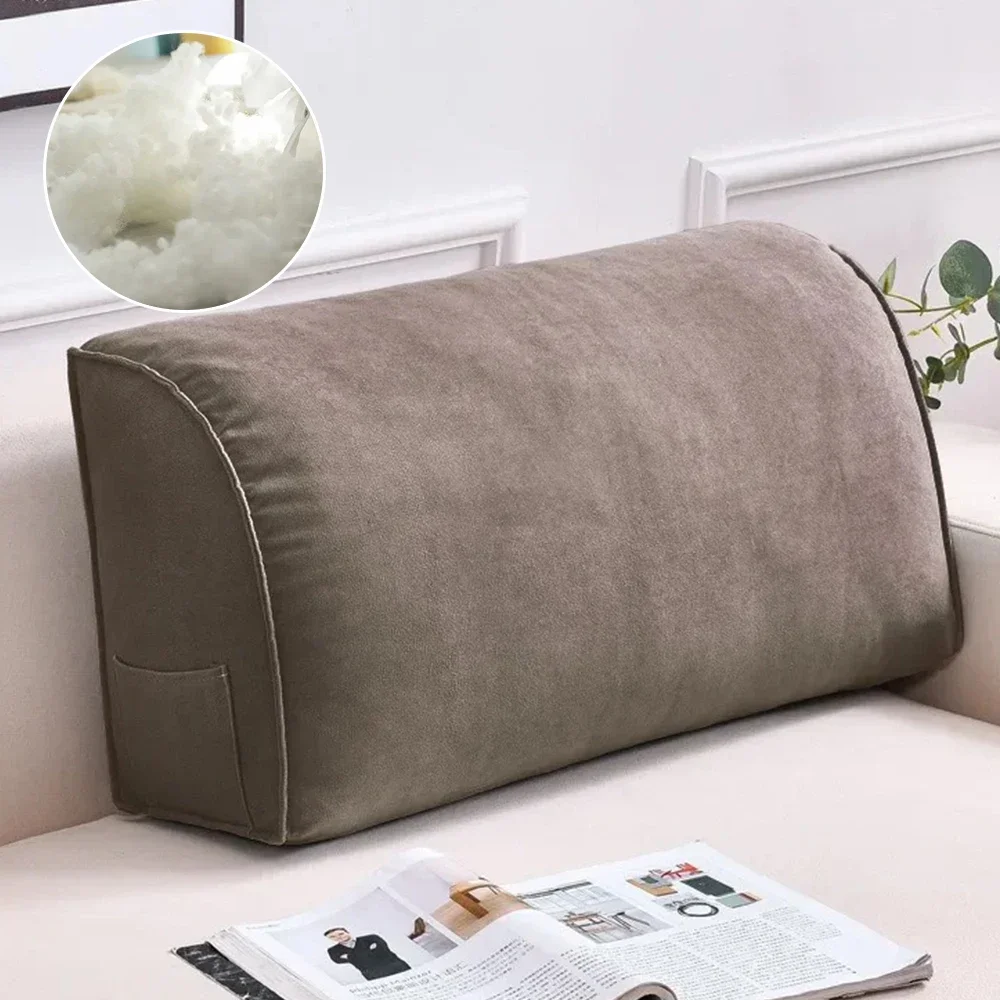 1PC Solid Color Triangle Back Cushion Huge Pillow Protector Washable Bed Pillow Backrest Pillow Room Decoration 독서 쿠션