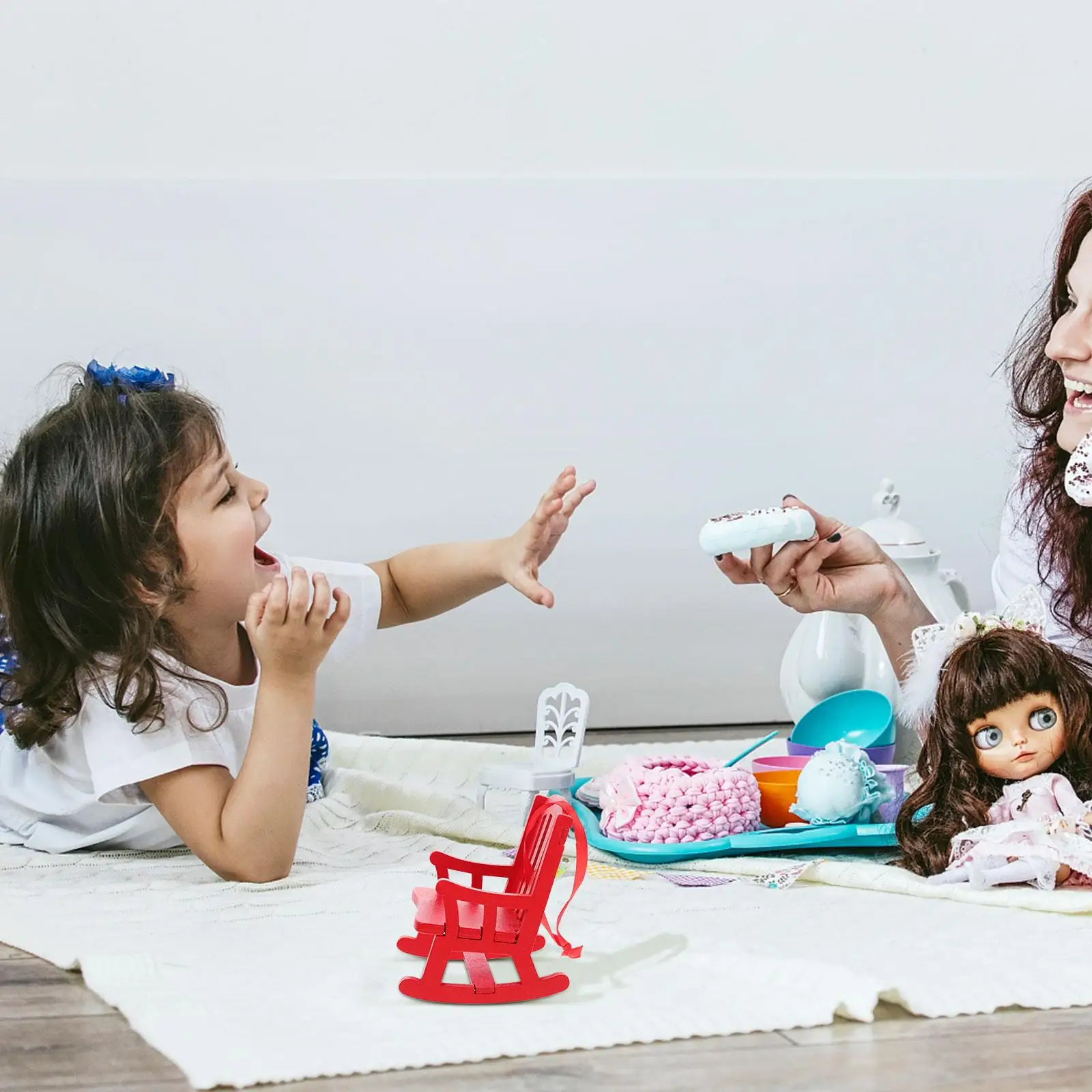 Mini cadeira de balanço de madeira, enfeites para decoração de árvore de natal, modelo de móveis minúsculos, acessórios para casa diy, pingente criativo