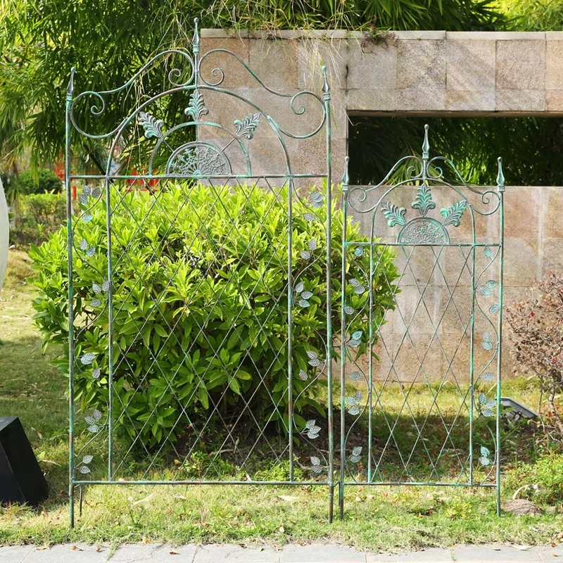 Retro courtyard wrought iron floor insert climbing vine bracket balcony grid screen flower stand rose garden climbing frame