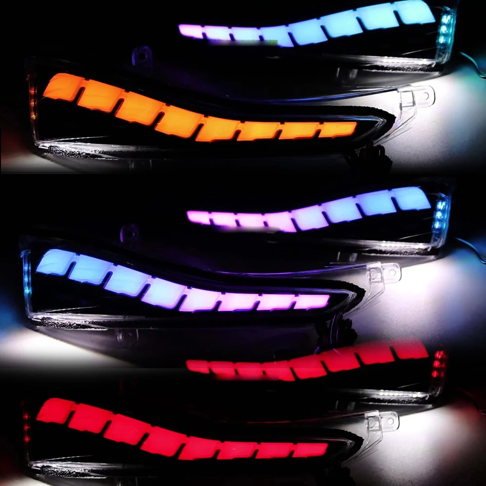 For Infiniti Q50 2014-2024 LED Side Rearview Mirror Flashing RGB DRL Puddle Lamp Multi-color App Bluetooth Control