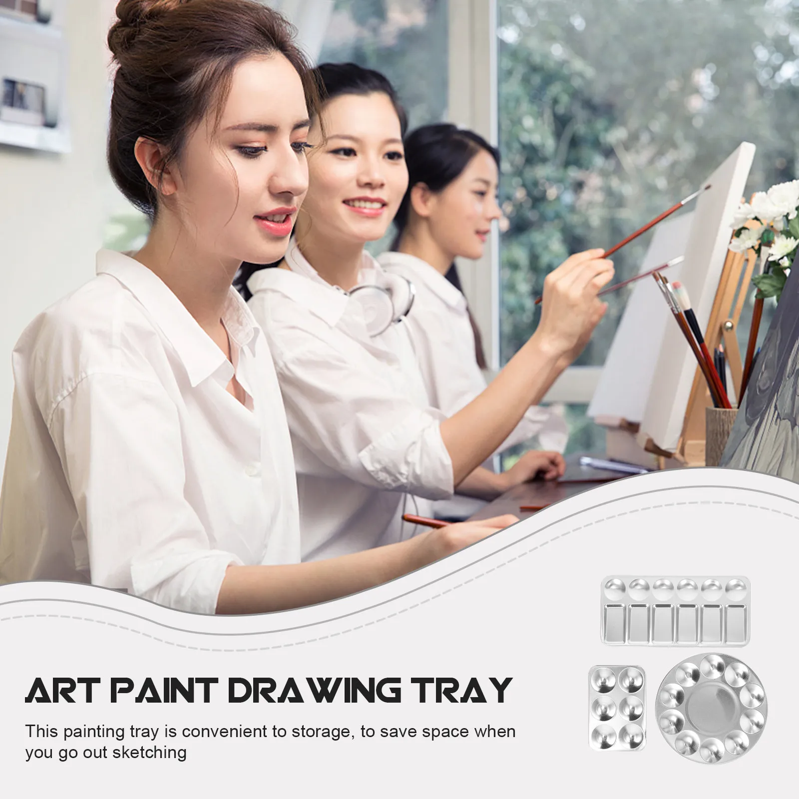 

Набор из 3 алюминиевых палитр для смешивания красок, прочные подставки для акварели, масляных красок и пигментов, для художников