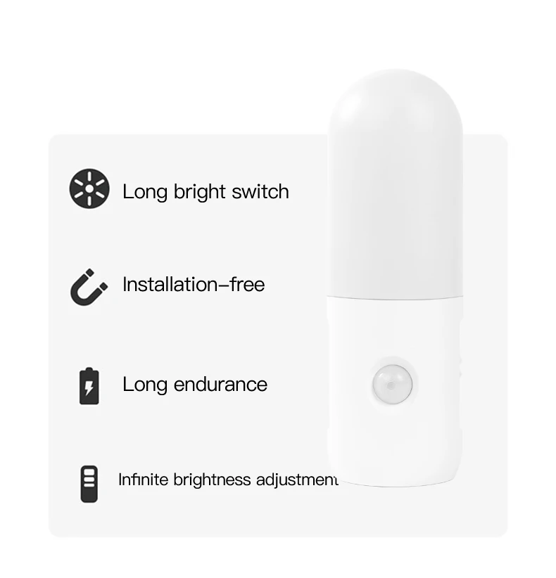 Motion Sensor 2 in 1 LED Night Light Rechargeable 3 Colors Wall Lamp Wireless Magnetic Spotlight for Bedroom Corridor and Stair