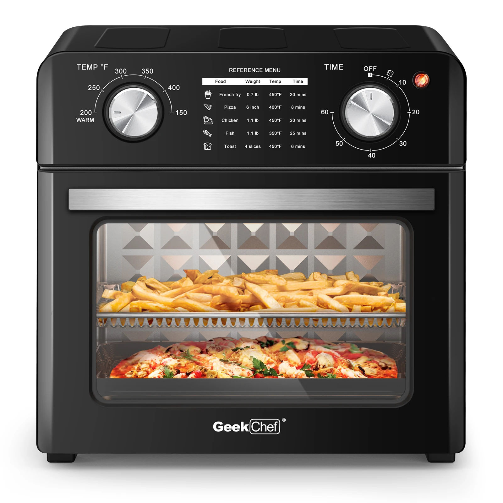 Geek Chef Air Fryer 10QT 4 Slice Toaster WarmToast Bake Air Fry Stainless Steel for Countertop#US to US