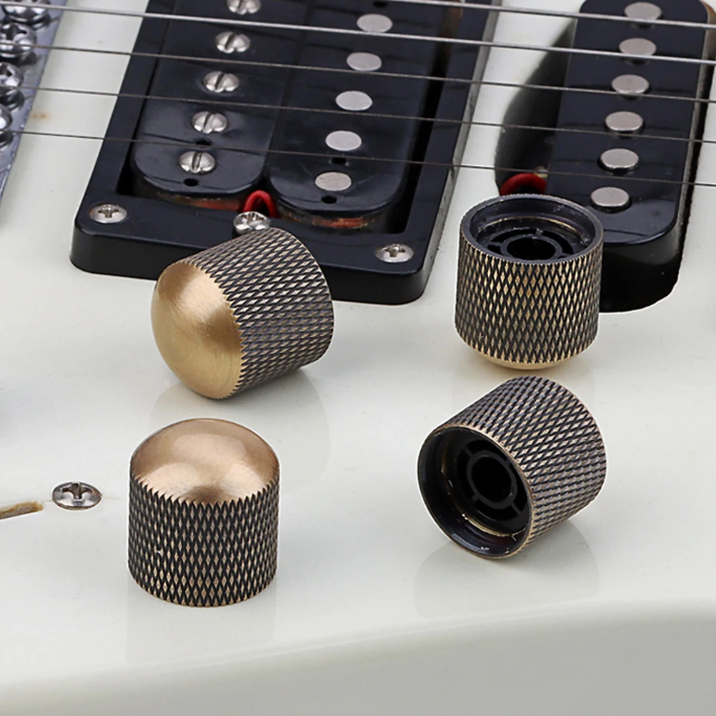 

4 Pcs Metal Guitar Knobs Volume Control Bass Knobs Electric Guitar Parts Replacement Hardware Durability Practical Musical