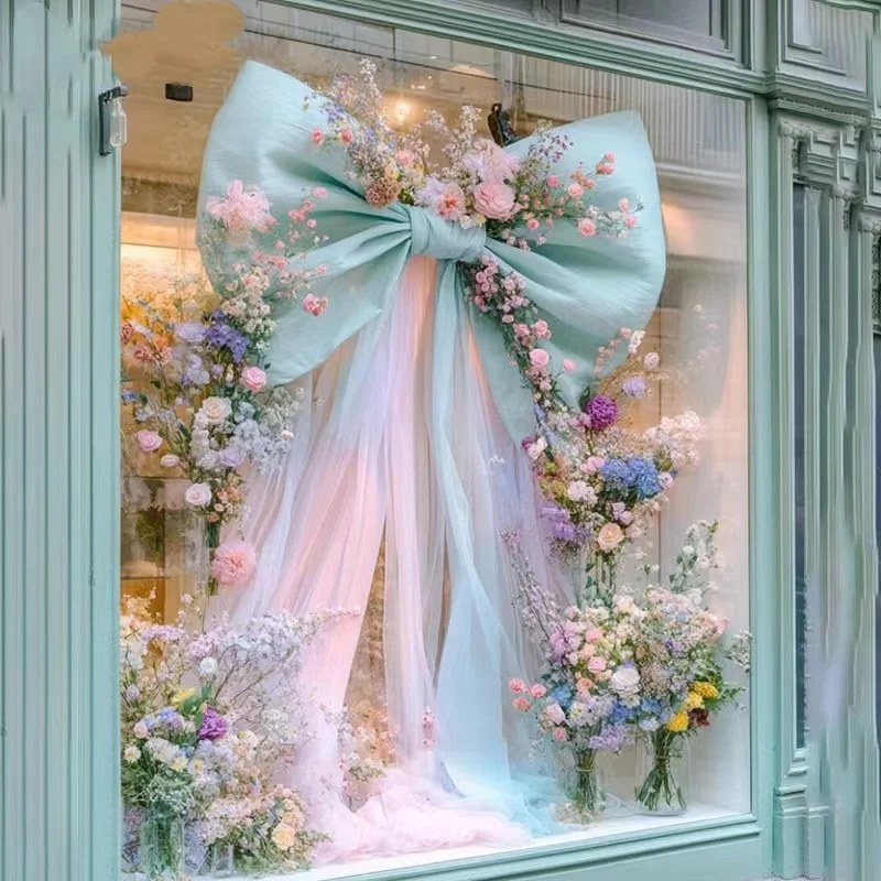 Modern satin large bow decoration set with detachable props for weddings, birthday parties and home decor