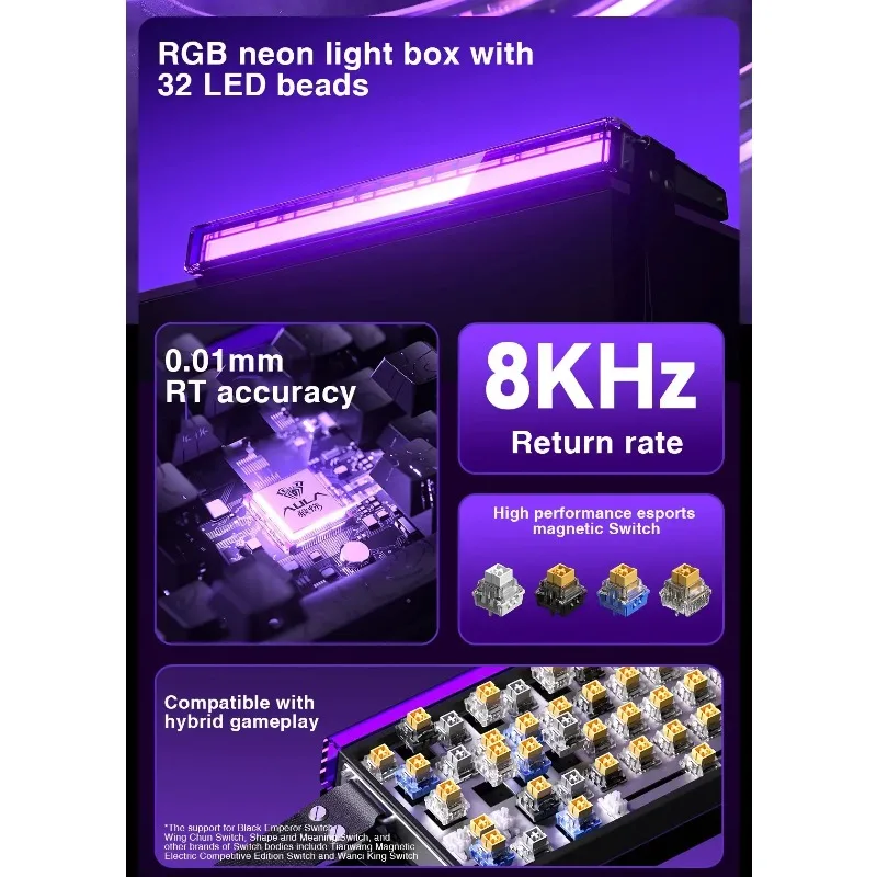 Novo teclado de interruptor magnético para jogos AULA HERO 68 HE E-sports 60% com fio RGB Hot Swap 8K taxa de retorno teclado mecânico personalizado