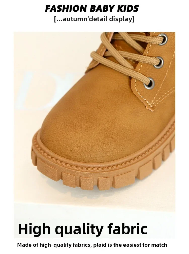 2026 Herbst- und Winter-Kinderschuhe Wasserdichte PU-Leder Kinderstiefel Modische Kleinkind Schnür-Reißverschluss Hohe Stiefel für Jungen und Mädchen – Detail 4