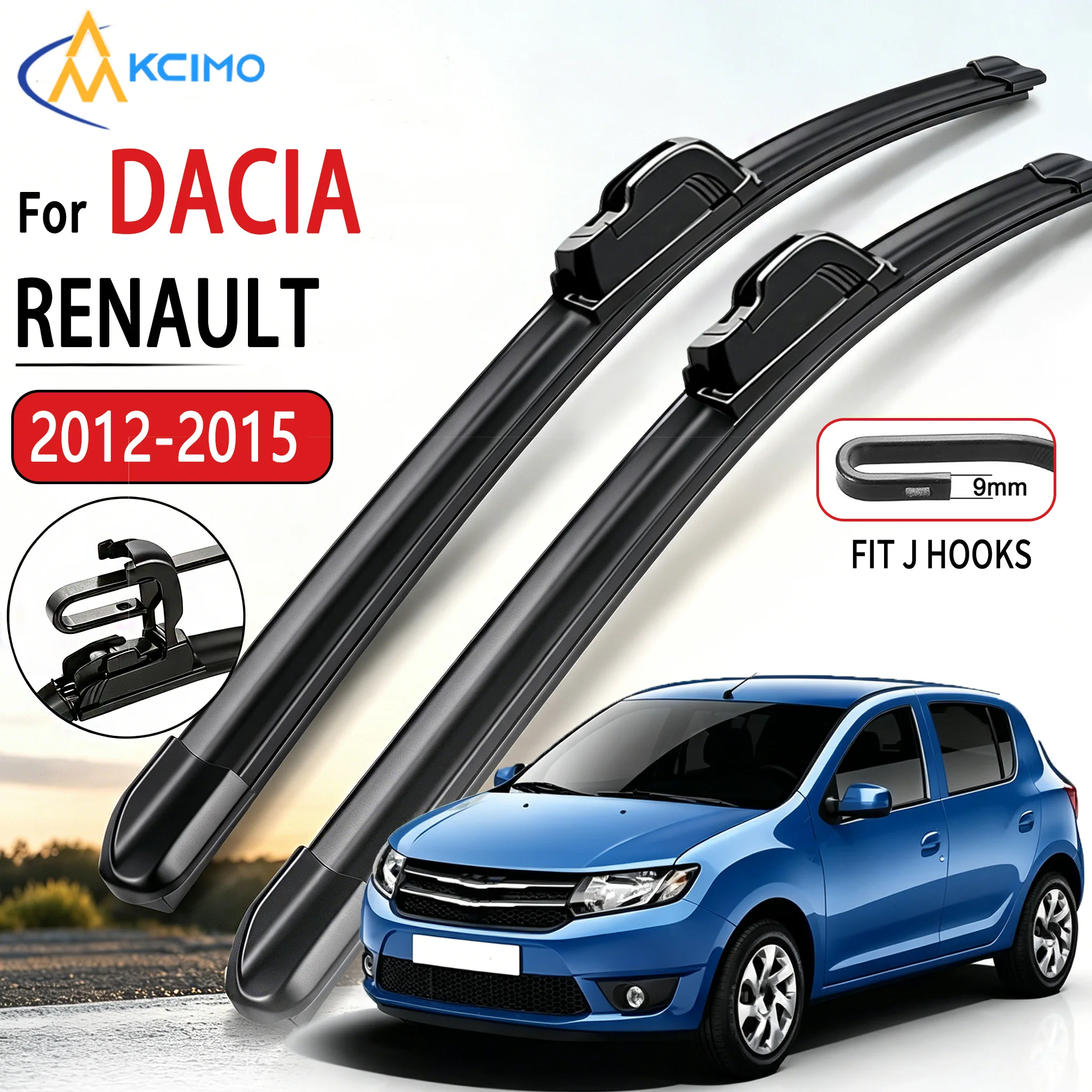 

22"+20" U-type Soft Rubber Wiper For Dacia Renault Sandero Mk2 2012-2015 Quiet Durable HD Cleaning Car Windshield Wiper