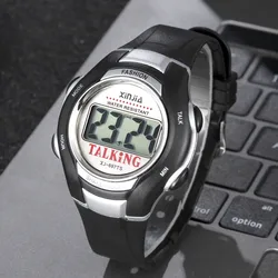 Reloj de pulsera parlante árabe para personas mayores y ciegas, relojes electrónicos deportivos para hablar