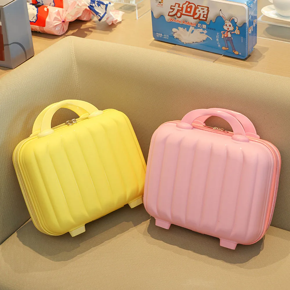 

New Hot Sale Spring Solid Color 14 Inch Luggage Mini Portable Hand Suitcase Cosmetic Storage Box Makeup Case For Women