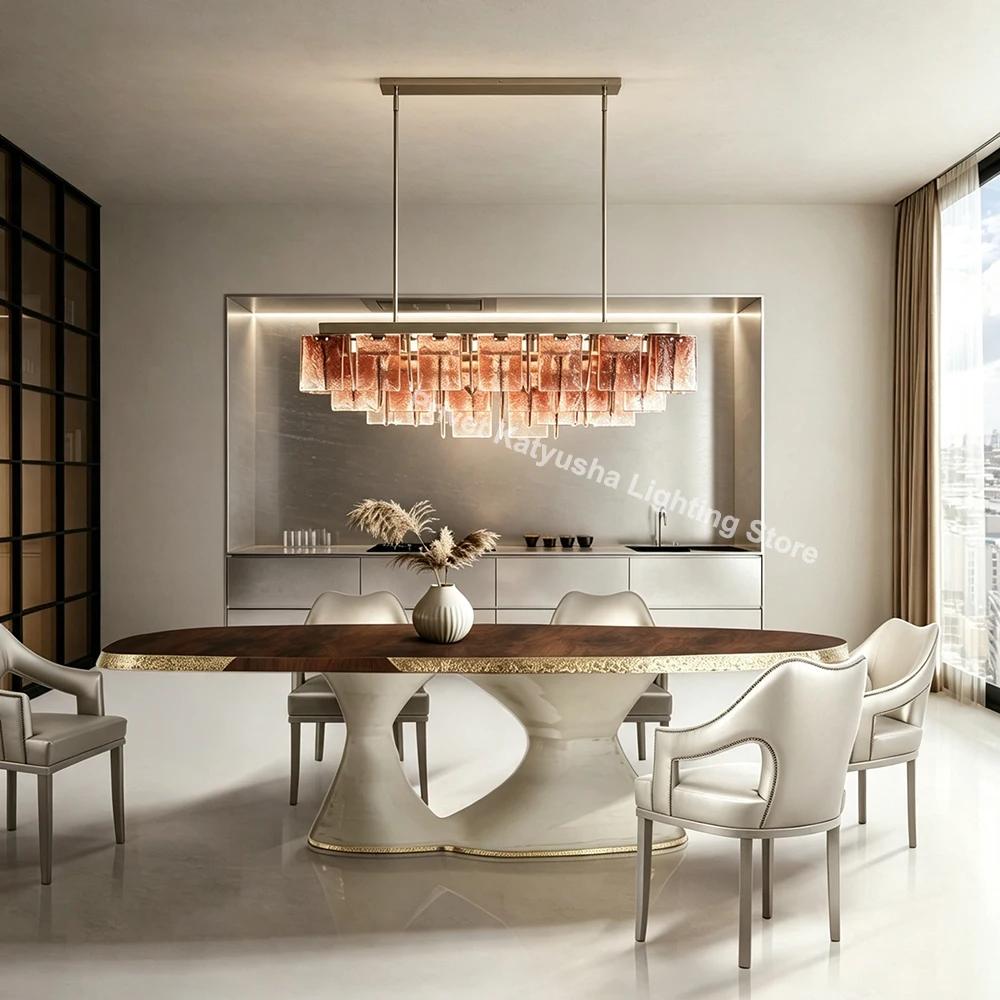 Nordic Vintage Murano Glass Chandeliers Designer Luxury Clear Colored Glass Light Fixture For Dining Room Kitchen Island Decor
