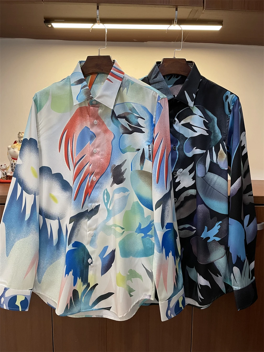 

Brand New Designer Autumn Fashion Men High Quality Print 50%Silk Shirt Casual Long Sleeves Tops B221