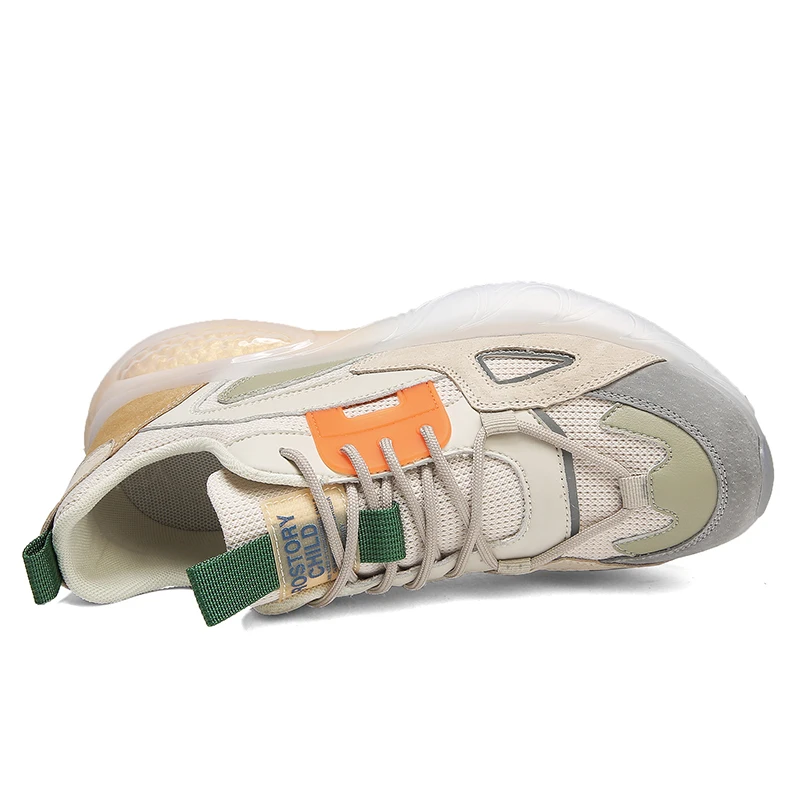 Men Casual TPU Mesh Spliced Sport Shoes Platform Popcorn Cushioning Breathable Running Jogging Trend Sneakers