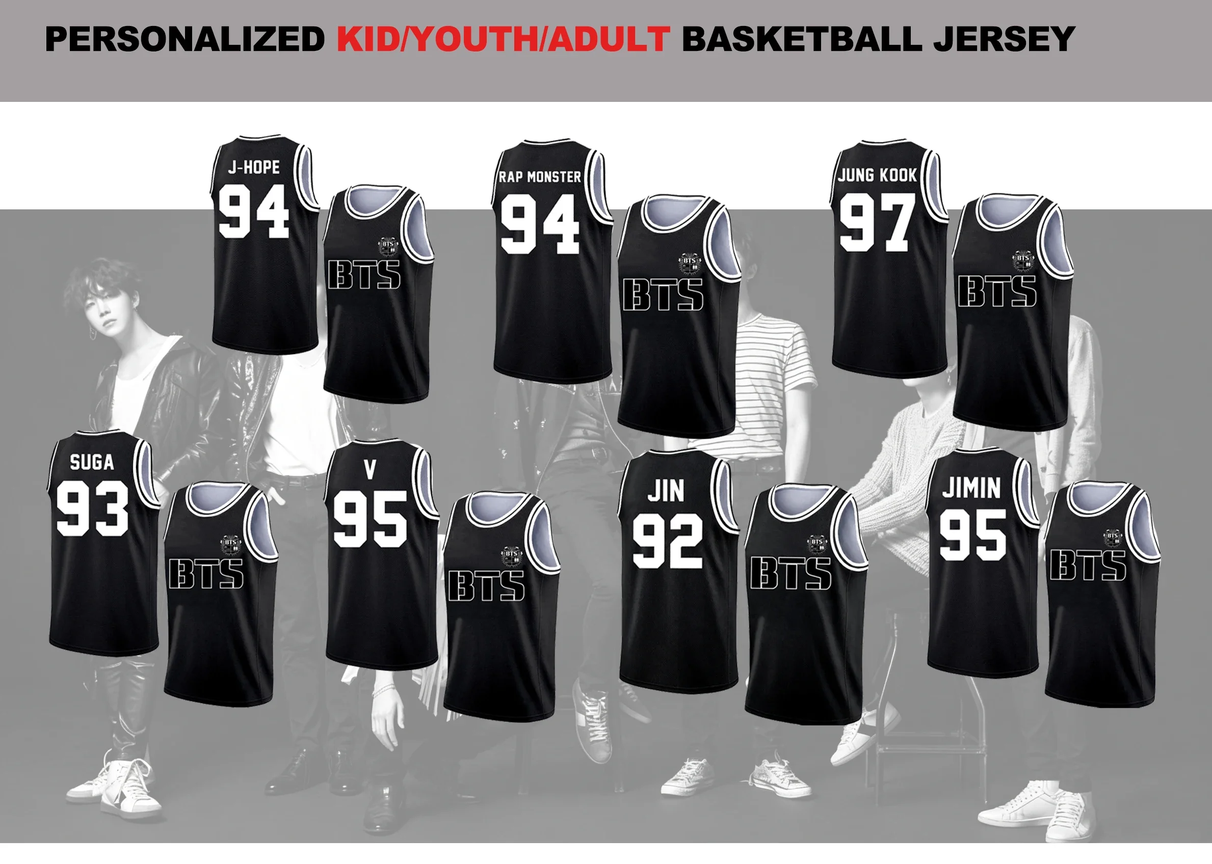 BTS Arirang 2026 World Tour Neues Basketball-Outfit KpopY2k Atmungsaktives Tanktop Lässiges Hemd Street-Family-Kleidung – Detail 2