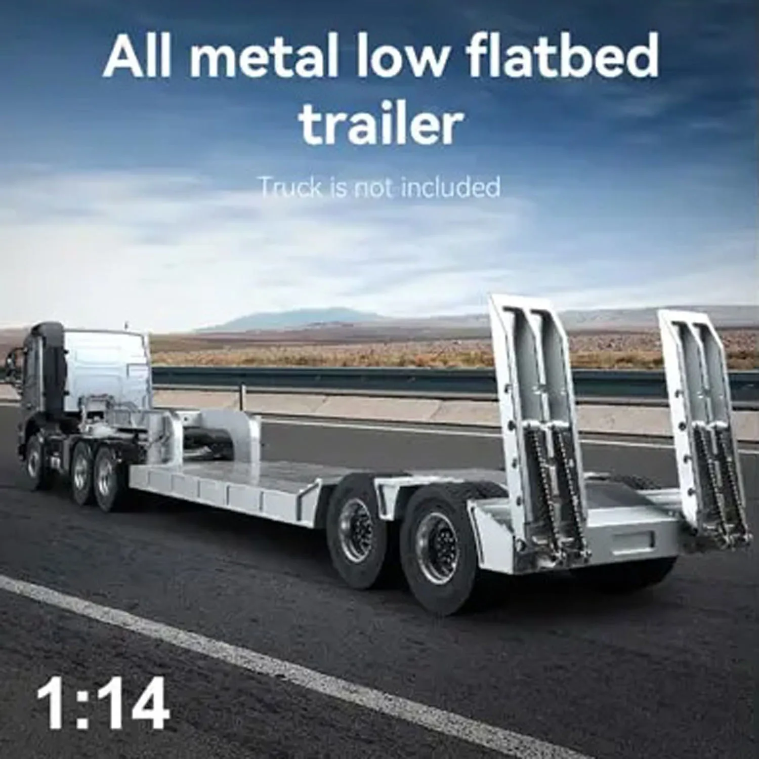 Remolque bajo de 2 ejes de Metal con cama plana 1/14 DoubleE E012 001 para camión Tractor de Control remoto E113 camión RC modelo de coche piezas de mejora