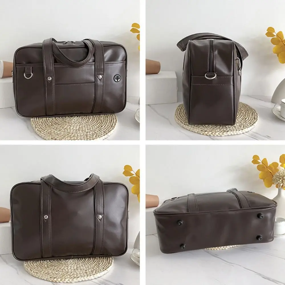 بو الجلود JK موحدة حقيبة بلون الرجعية حقيبة يد نمط Preppy حقيبة كتف التنقل المدرسة الثانوية بولي Leather الجلود Itabag