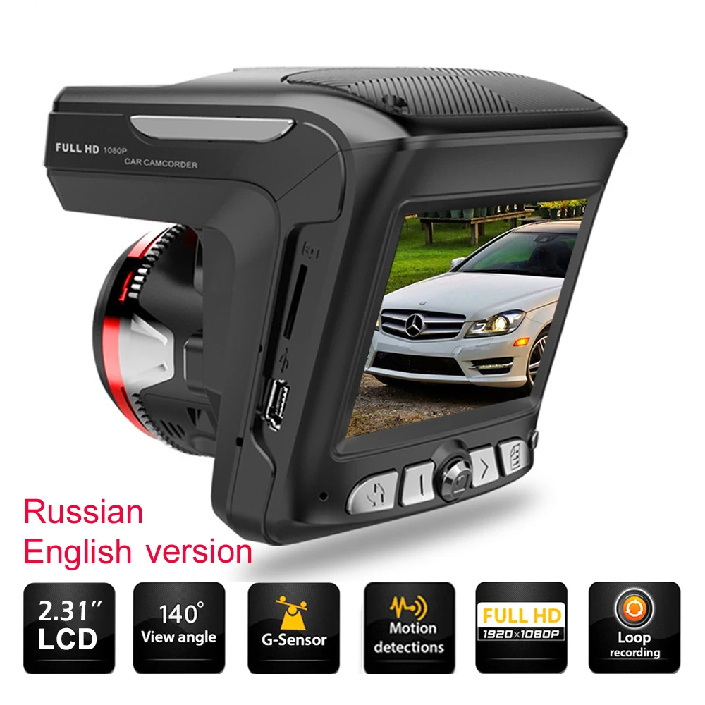 Best 3 IN1 Car DVR Camera X7 with RD Detector GPS Logger tracker HD 1080P DVR Dash Cam video Recorder English & Russian Version