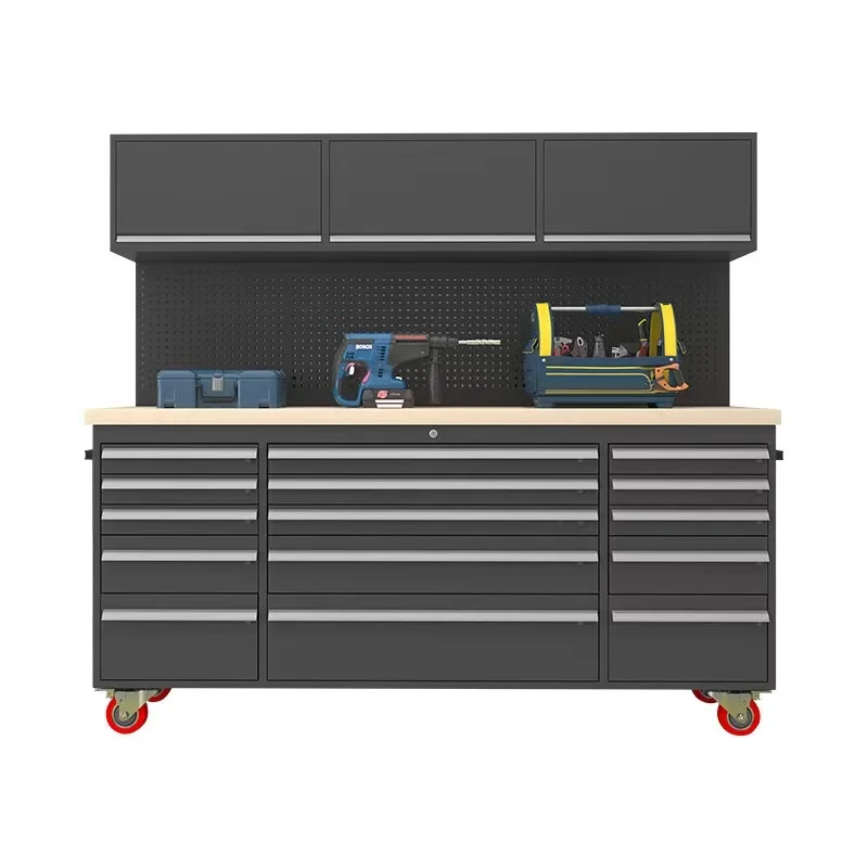 Heavy Duty 84 INCH 22-Drawer Mobile Rolling Tool Cabinet With Solid Wood Top Blue